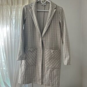 Anthropologie Beige Striped Blazer Coat